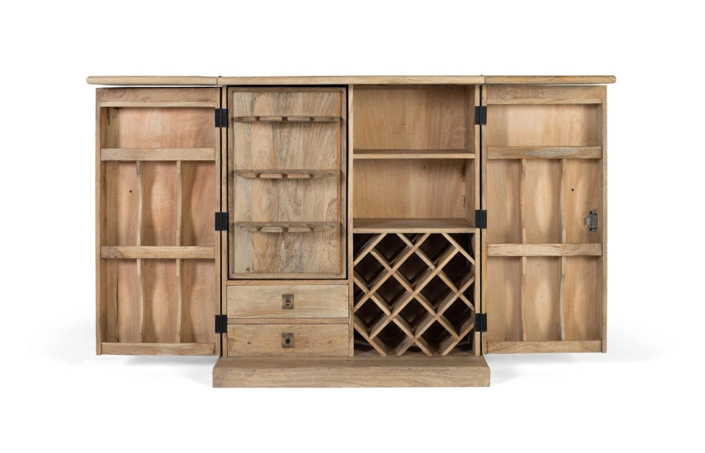 Mobile bar con 2 ante in legno di mango.