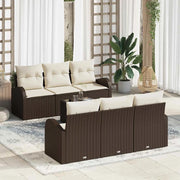 Set Divano da Giardino 7 pcs Marrone e Crema polyrattan 3354597