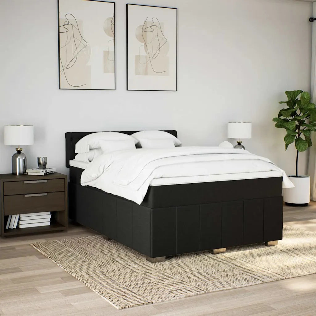 Giroletto a Molle con Materasso Nero 140x200 cm in Tessuto