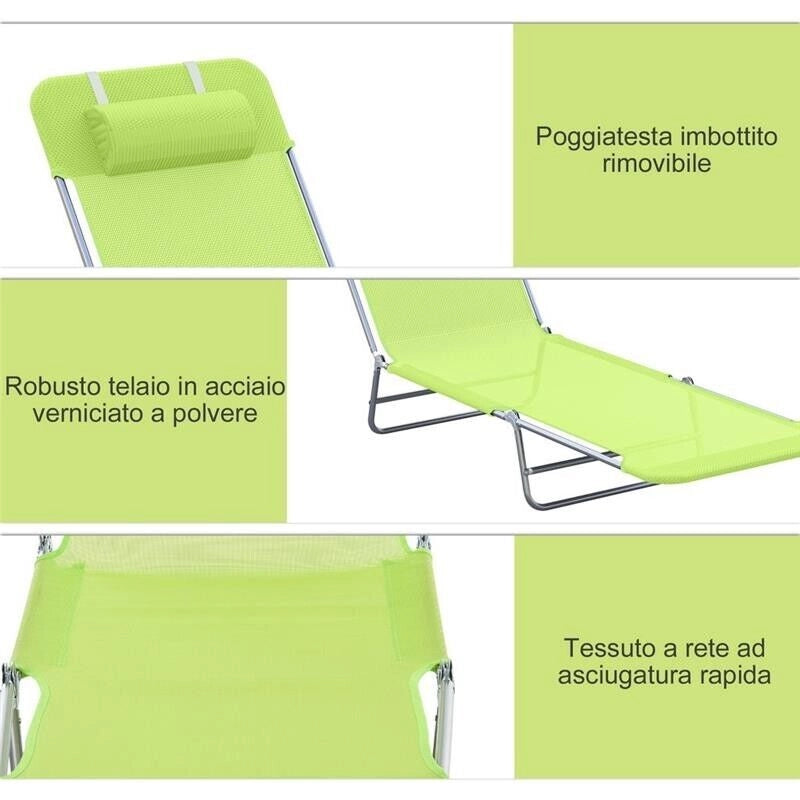LETTINO PRENDISOLE PIEGHEVOLE 182 X 56 X 24.5 CM VERDE LIME