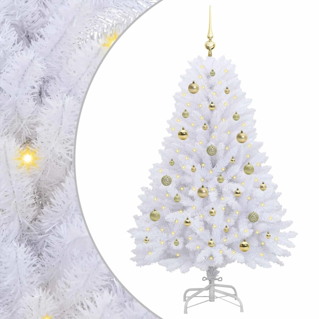 Albero di Natale Artificiale con Rami Pieghevoli Bianco 150 cm