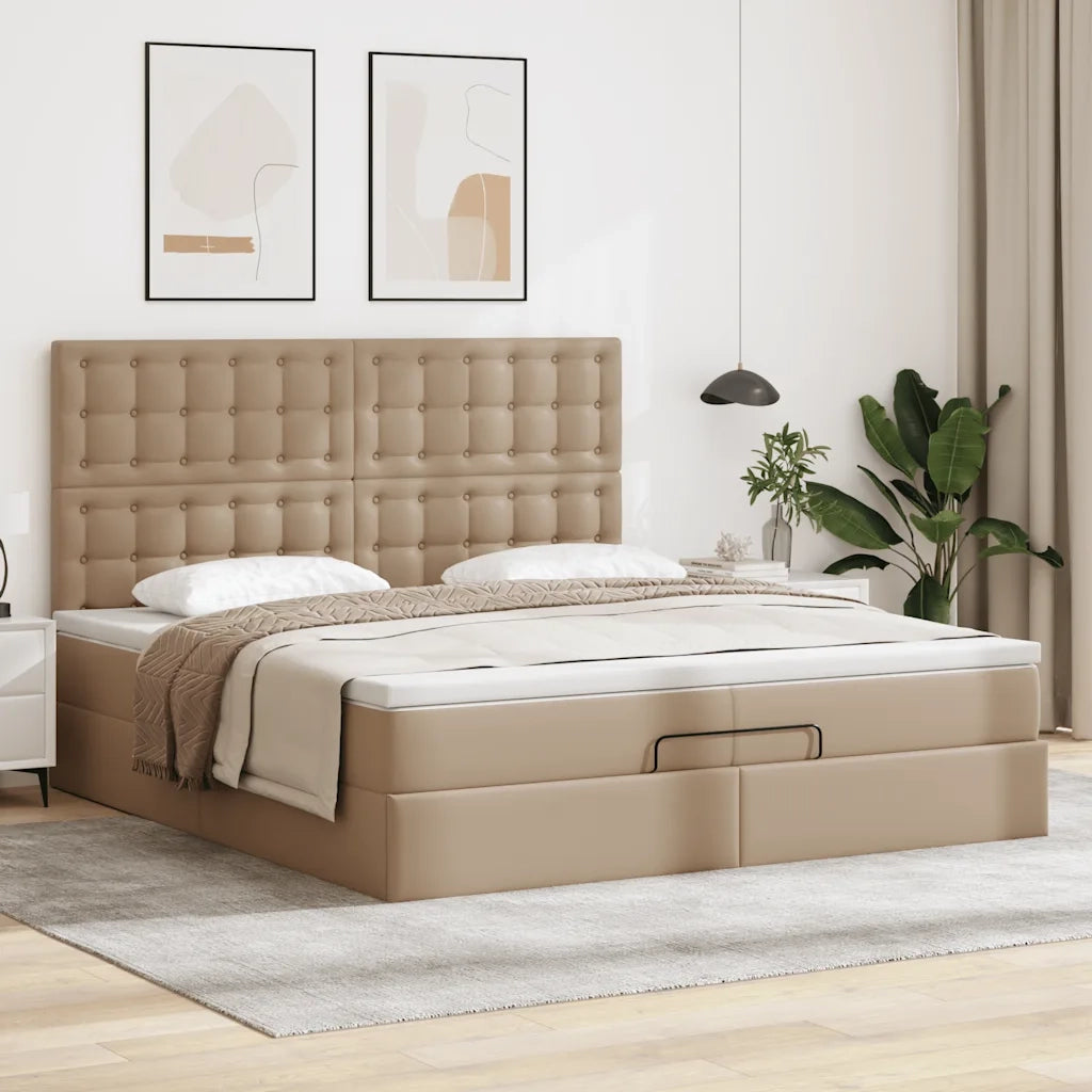 Struttura Letto Pouf con Materassi 200x200 cm Similpelle 3313874