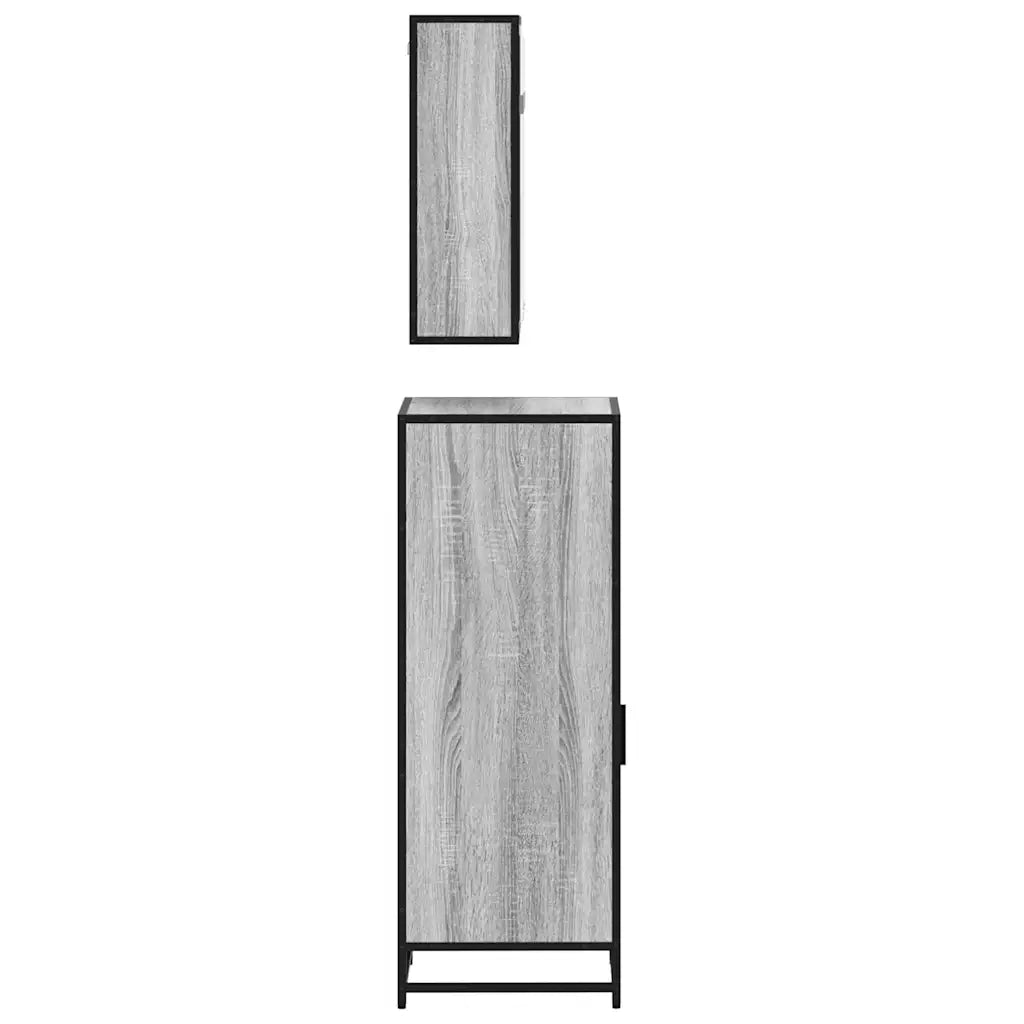 Set Mobili da Bagno 3 pz Grigio Sonoma in Legno Multistrato