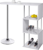Tavolo da Cucina in MDF e Metallo con 3 Piani e Supporto per Bottiglie, Dimensioni 113x40x105cm