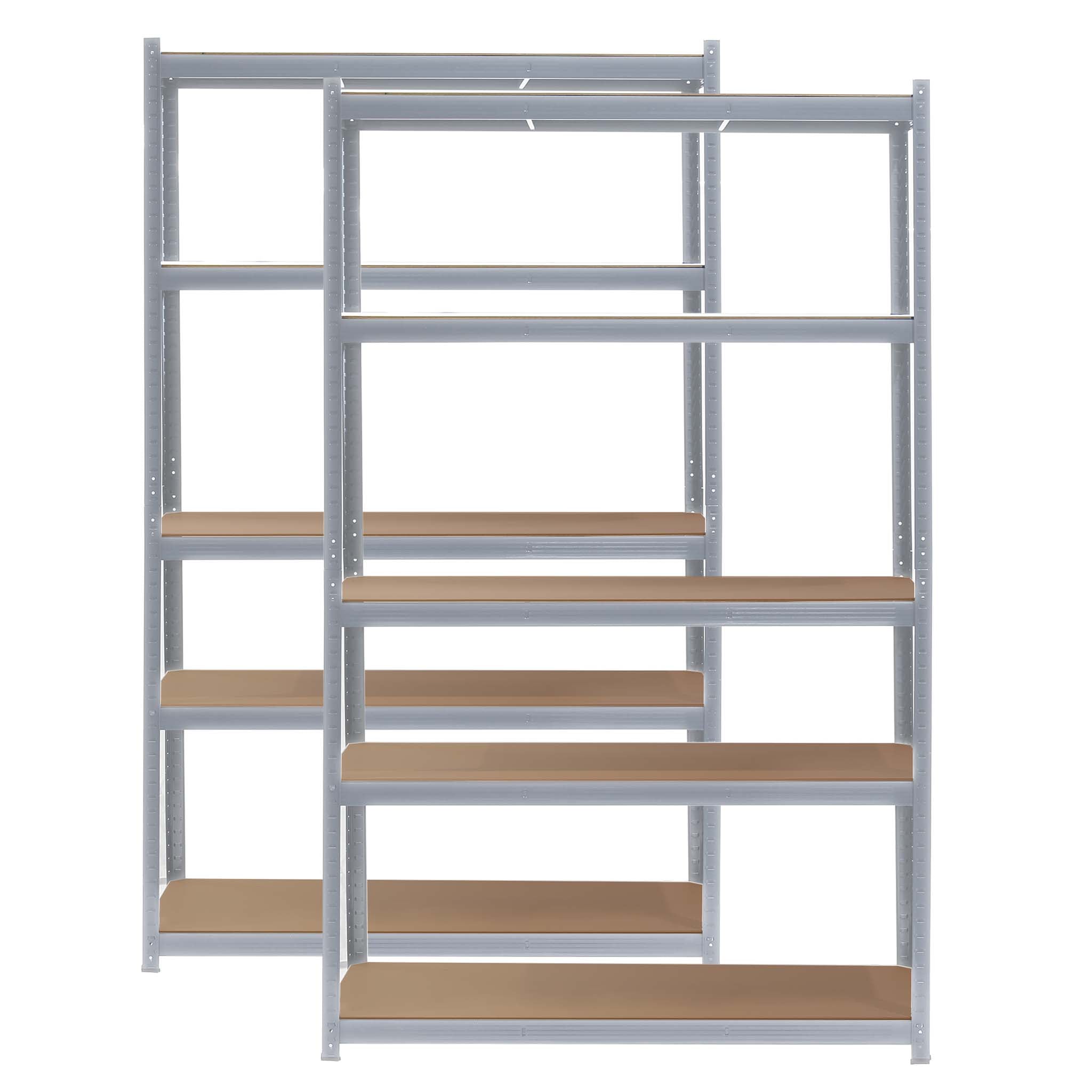 Set 2x Scaffali zincati a incastro per carichi pesanti 120x60x200cm 5 ripiani 200kg/piano