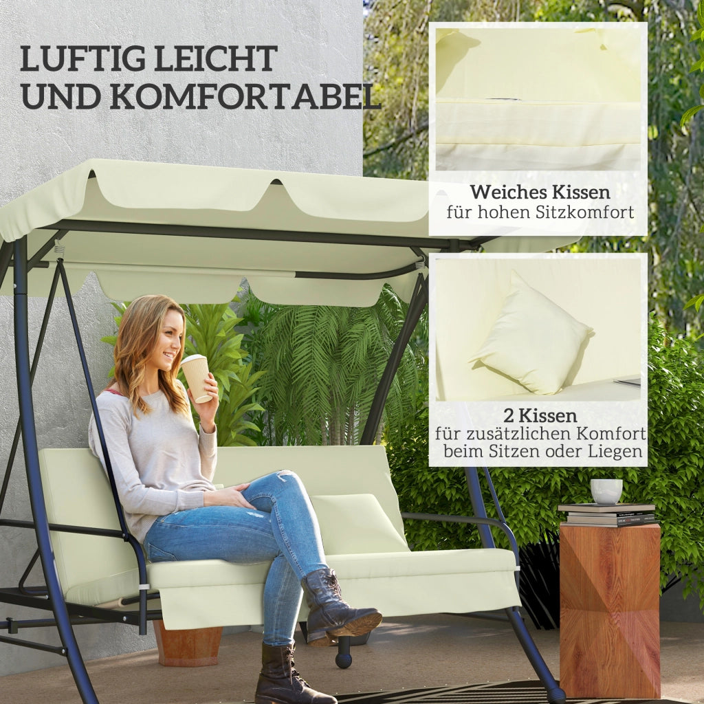 Panca basculante Relax 3-posto struttura metallica in tessuto metallico morbido 200×125×170cm bianco
