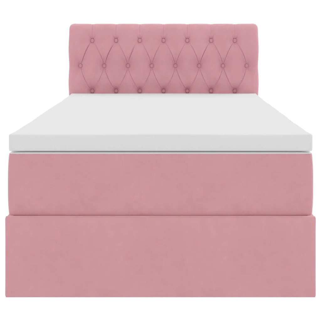 Letto con Contenitore con materasso Rosa 90 x 200 cm Velluto 3370796