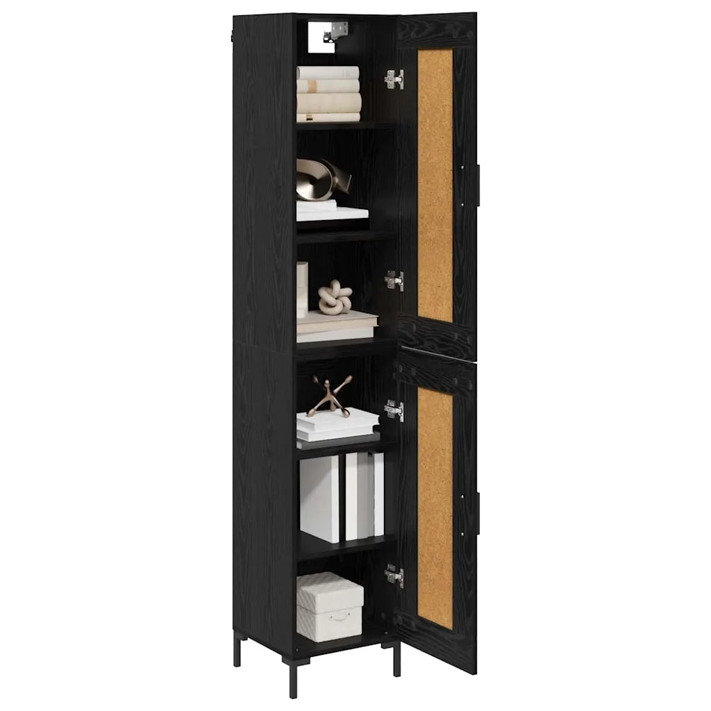 Credenza | Madia | Buffet da pranzo | Armadio da pranzo Rovere Nero 34,5 x 34 x 180 cm Legno multistrato
