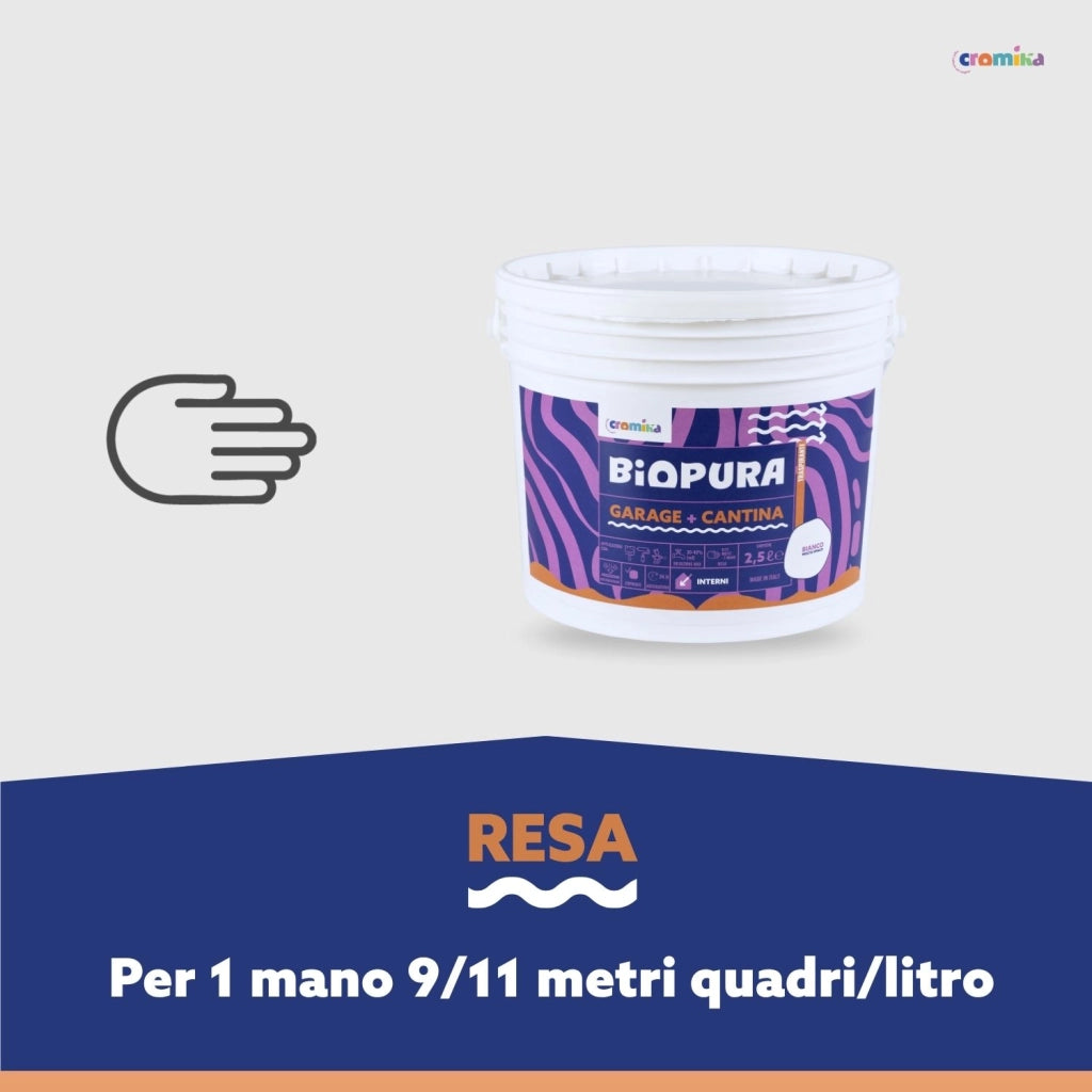 Pittura murale traspirante interni garage cantina linea biopura cromika *** formato 2.5 lt, confezione 1