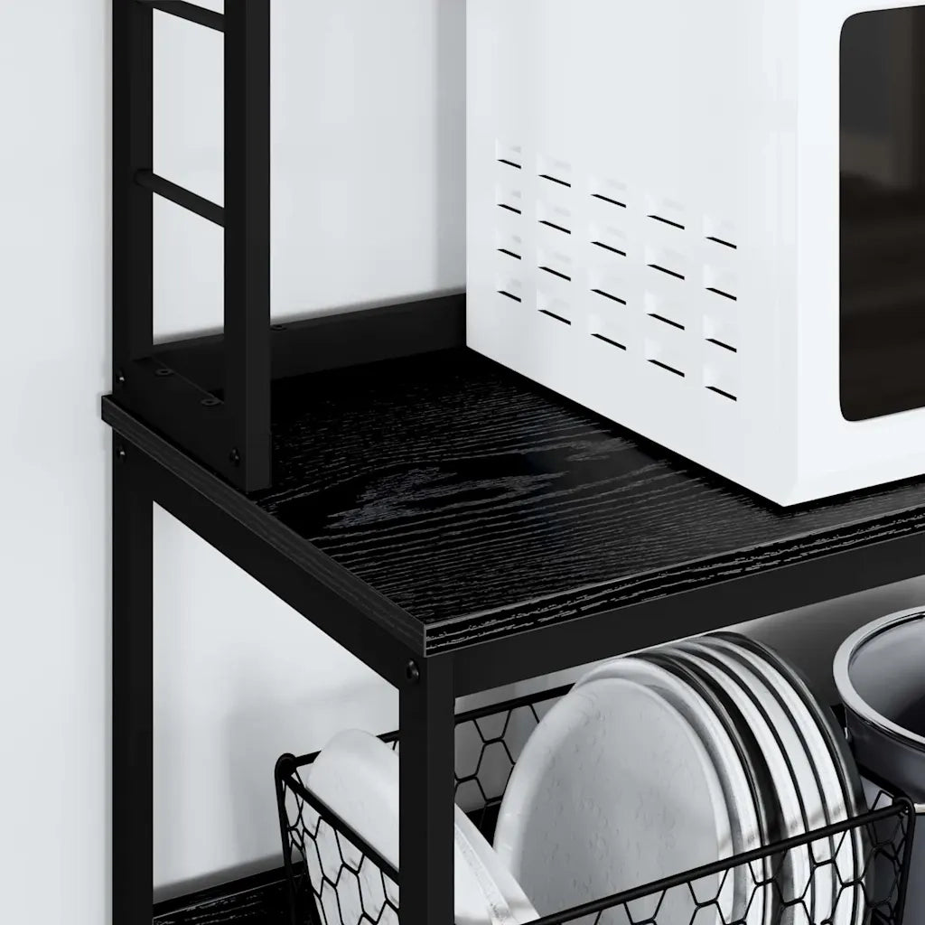 Mensola da cucina-Scaffale per Cucina Rovere Nero 60 x 40 x 168 cm