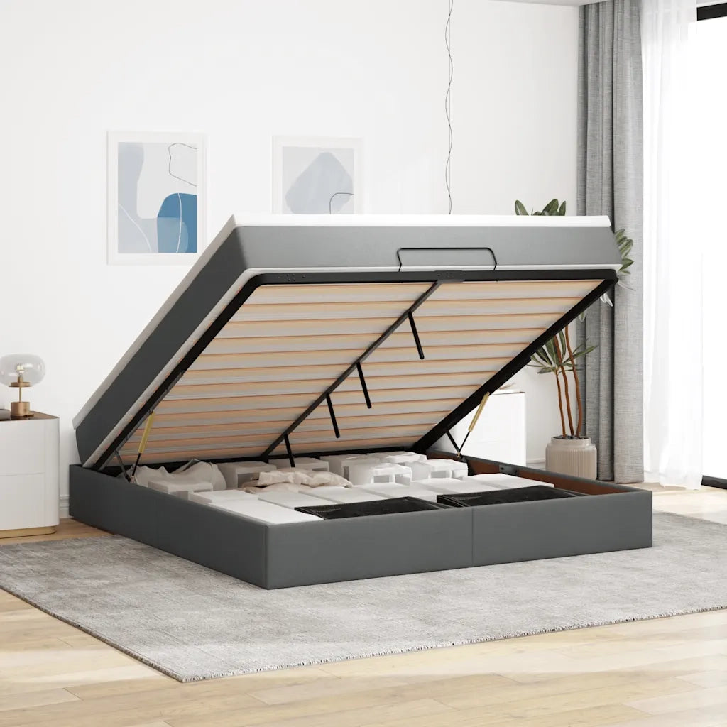 Struttura Letto Pouf con Materasso 180x200 cm in Tessuto 3311128