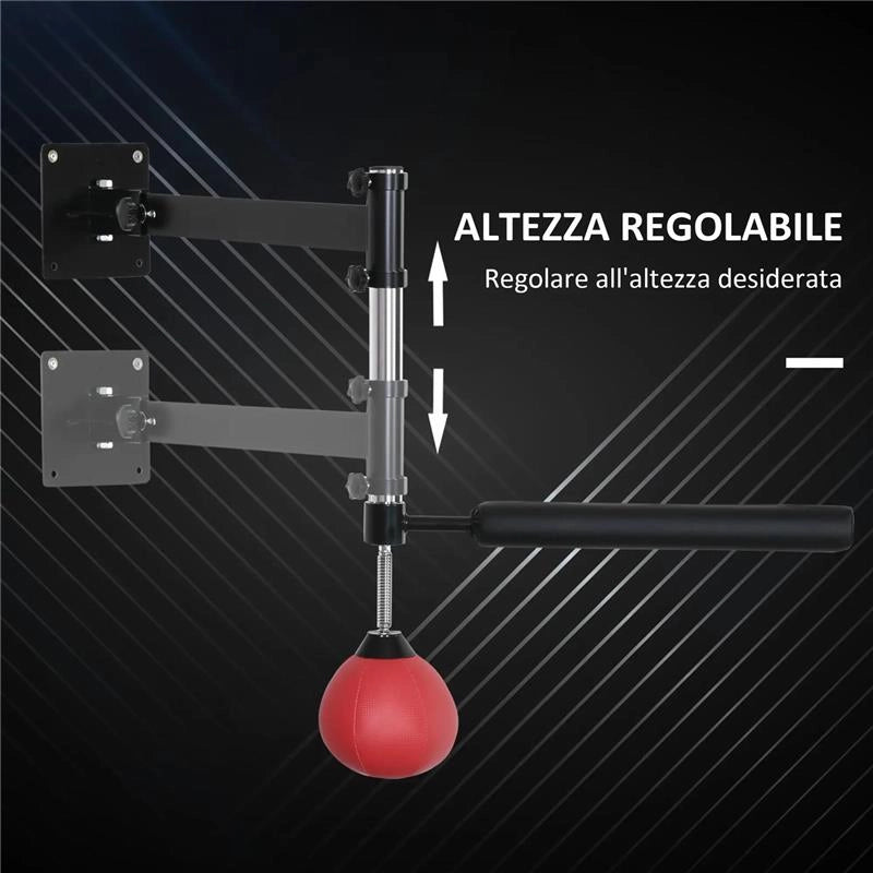SPEED BAG A PARETE PER BOXE E MMA AD ALTEZZA REGOLABILE CON ASTA ACCIAIO E PU 79X72X20 CM ROSSO