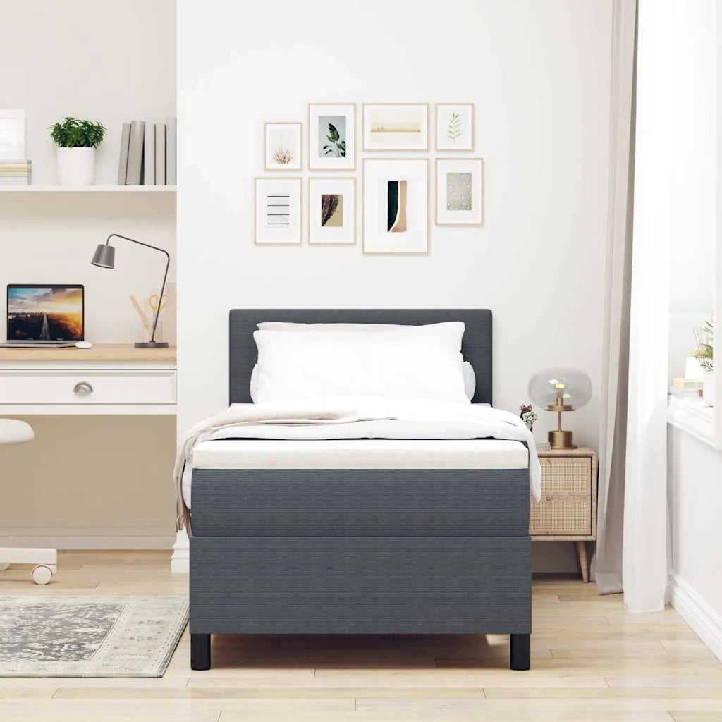 Letto a Sorgente LED Grigio Scuro e Bianco 100 x 200 cm 3337588