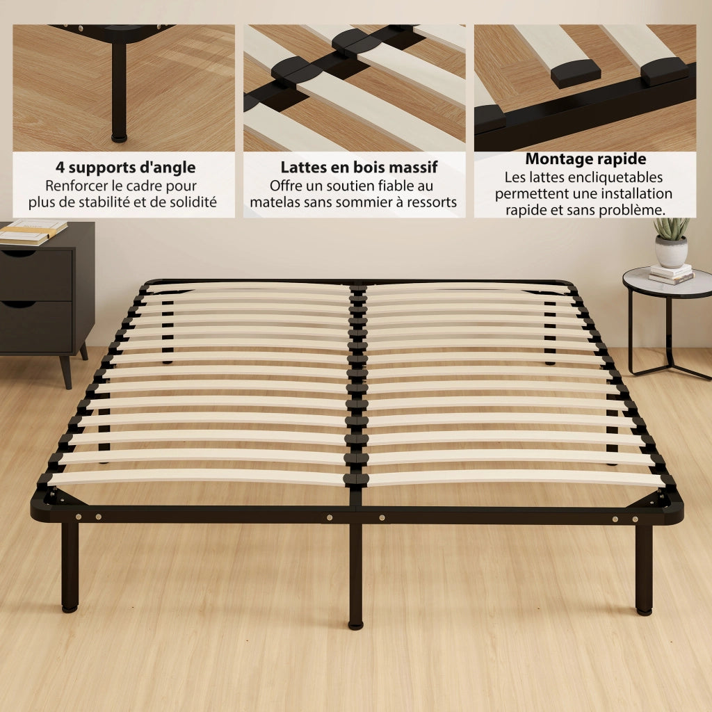 Letto matrimoniale contenitore ¨C Xylo ¨C legno massello nero con rete a doghe 160x190 cm