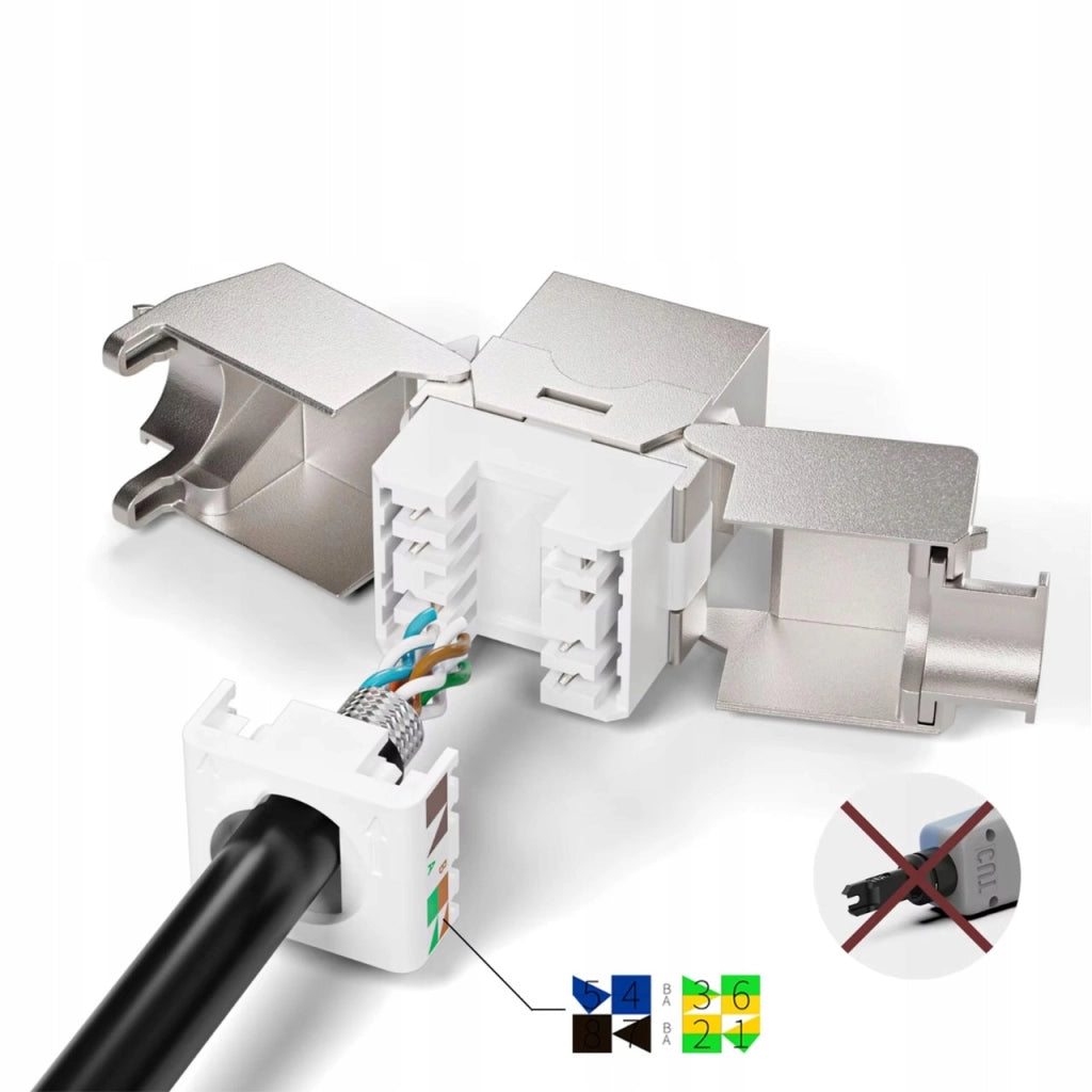 Modulo Keystone RJ-45 STP Cat.7 67FX-RJ45-6A-16 – Montaggio Senza Attrezzi | Schermato, 600 MHz, Contatti Dorati