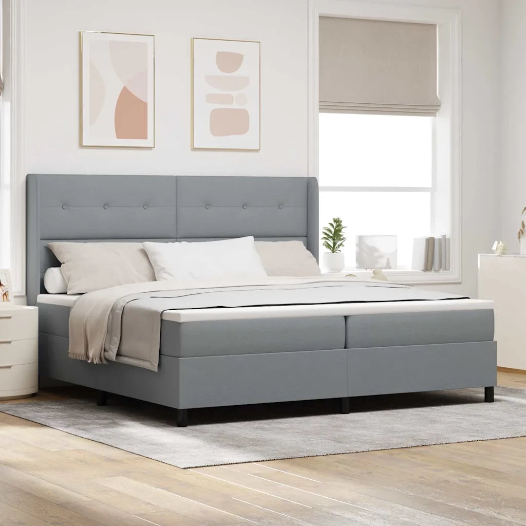Letto a Sorgente LED Grigio chiaro 200 x 200 cm Tessuto 3343525