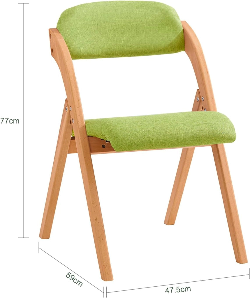 Sedia Pieghevole in Legno – Poltrona Imbottita da Cucina, Sedie da Interno Ufficio, Balcone, Giardino – Sedie Pieghevoli Salvaspazio Richiudibili in Faggio, Verde FST92-GR