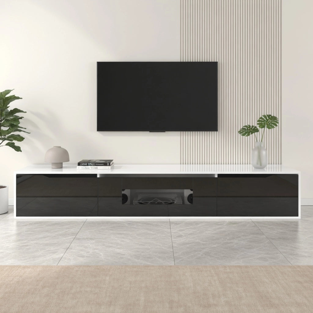 Cassettiera per TV bianca in truciolare; lunghezza 180 cm
