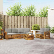 Set divani con cuscino 7 pcs Grigio Naturale e Chiaro 3374401