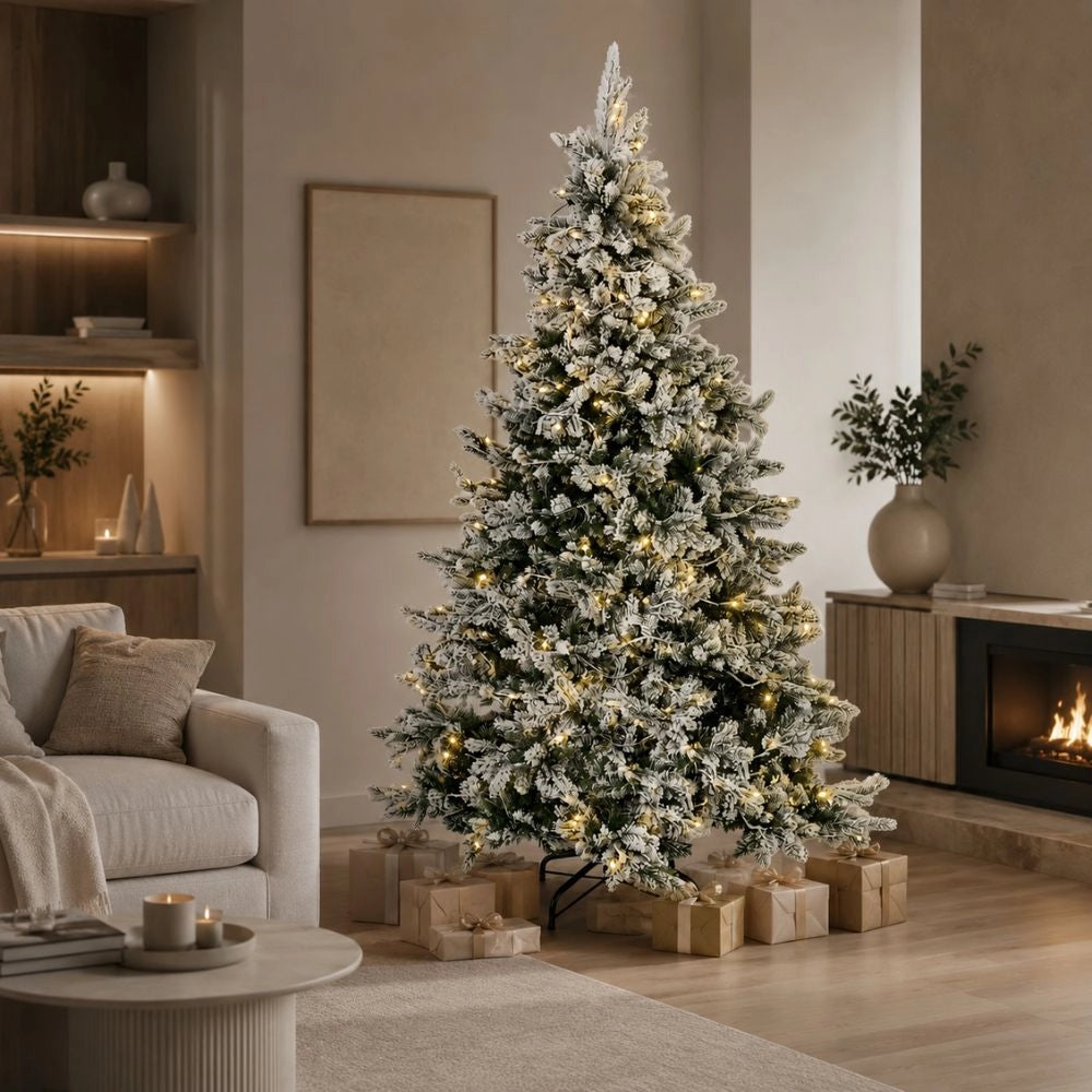 Albero di natale innevato led 180 cm scott con luci integrate