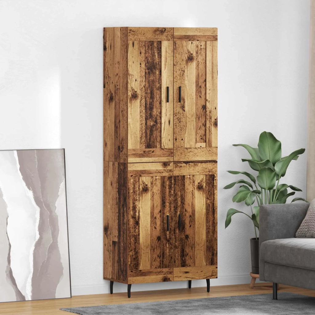 Credenza 2 pz-Set di 2 Buffet-Armadio da cucina Legno vecchio Legno Stratificato e Vetro 289973