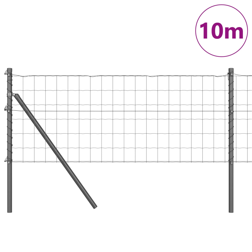 Recinzione Euro di con 7 Post 0.8x10 m Acciaio Galvanizzato Grigio