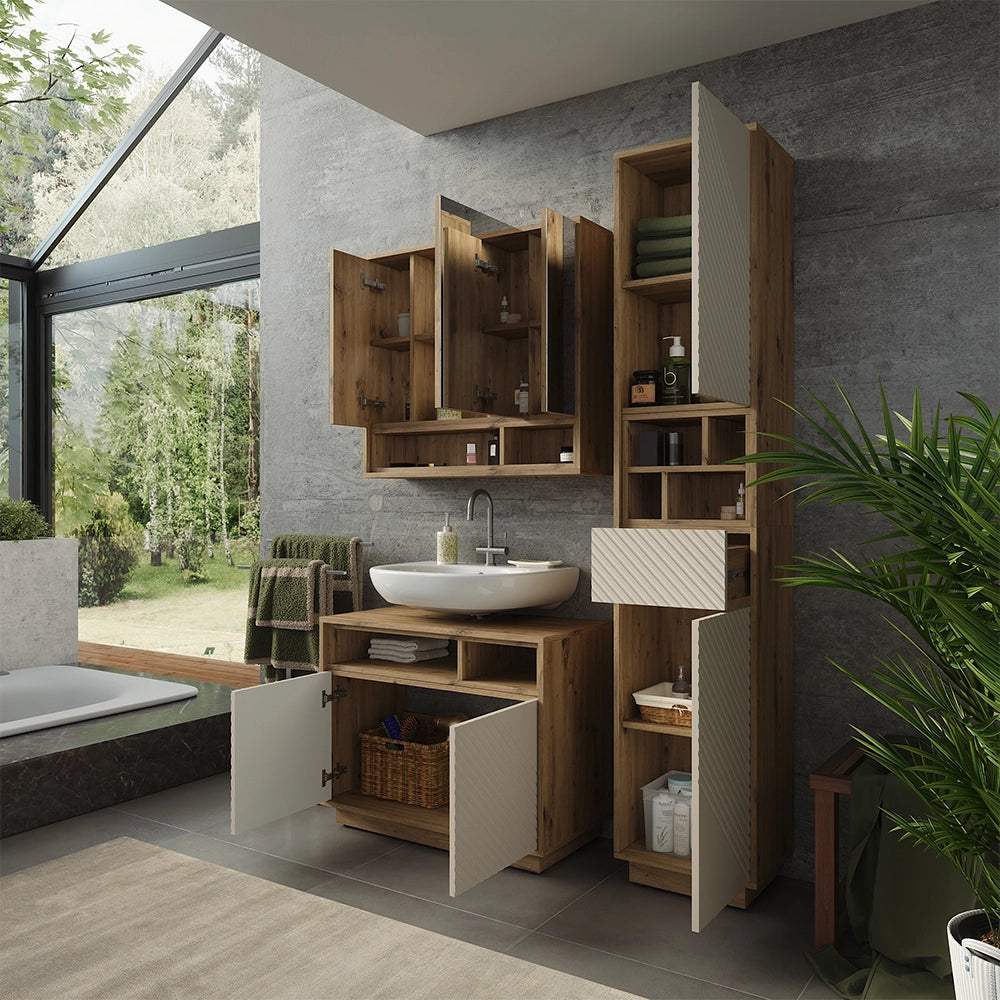 Set mobili bagno Beatrice Cachemire/Rovere artigianale Vicco