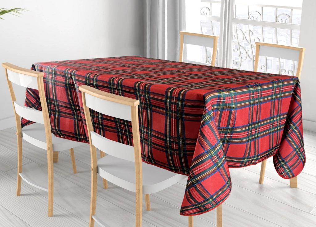 Tovaglia Cucina Soggiorno Antimacchia Idrorepellente Fantasie Tartan Splash - 140x360cm - Bordeaux