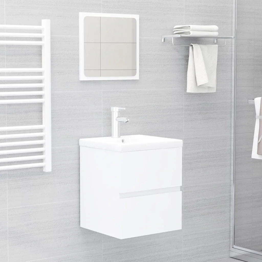 Mobile con Lavabo | Armadio Lavabo Integrato Bianco in Legno Multistrato