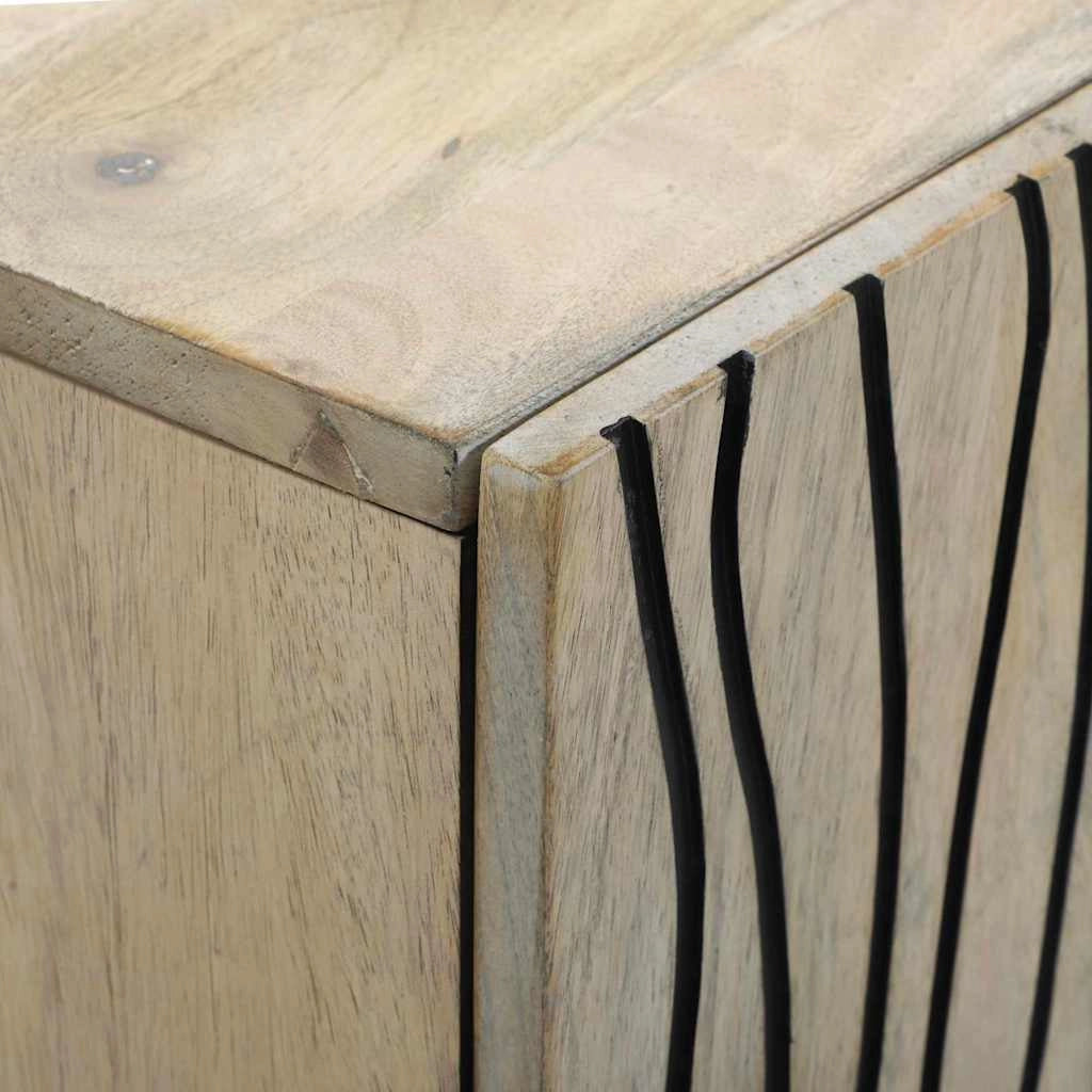 Credenza rettangolare in legno massello di mango con ripiani funzionalità rustica soggiorno 60 x 33 x 75 cm legno naturale 02_0057784