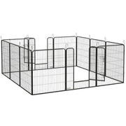 Recinto per Cani a 12 Pannelli Modulabili da 80x100 cm Pieghevole con Porta in Acciaio e 12 Picchetti Grigio