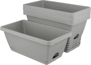Baciotto con sottopiede 6 pezzi 36 x 19 x 15 cm rettangolare grigio - per balcone e interno ed esterno - baciotto per piante