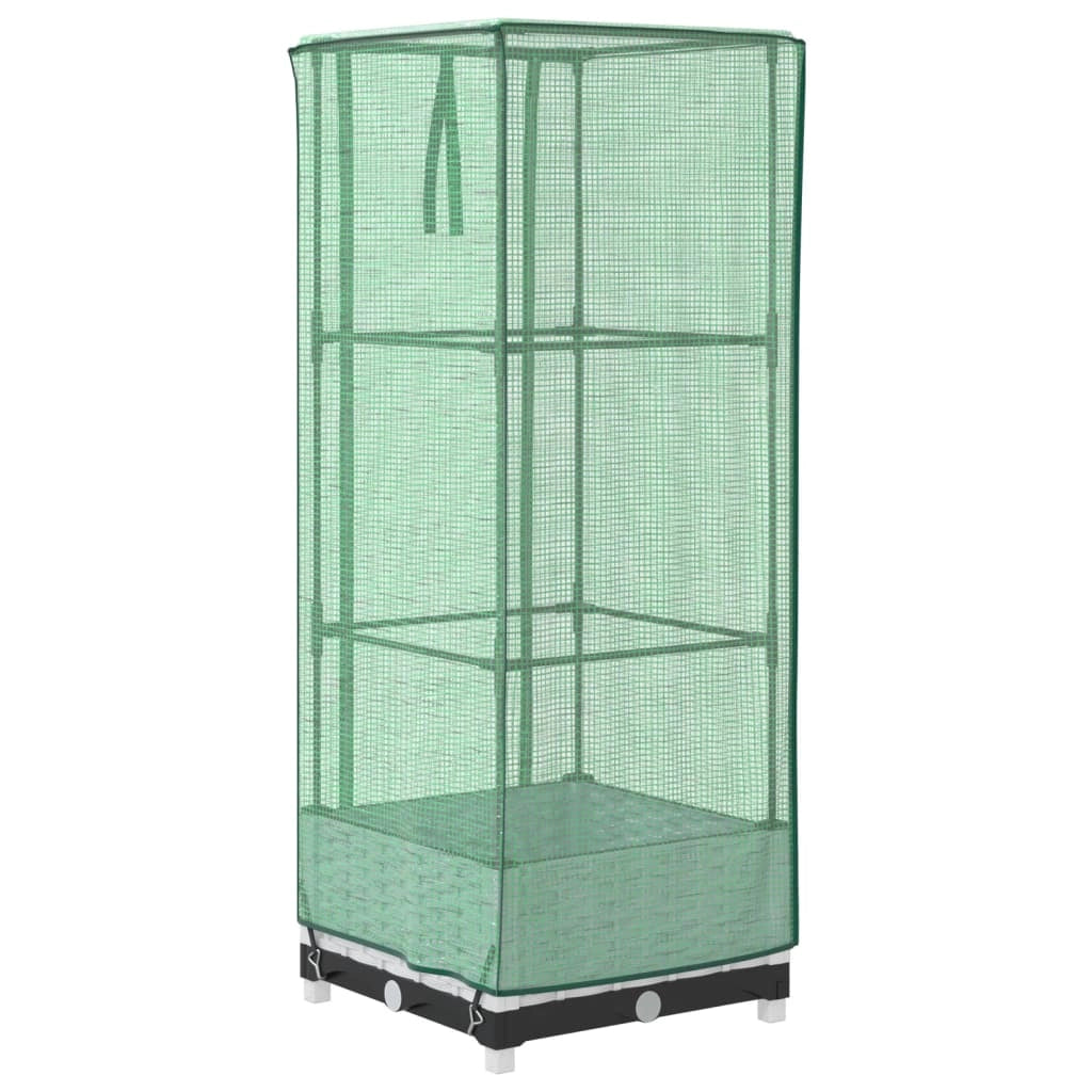 Aiuola rialzata/fioriera con copertura effetto rattan 40 x 40 x 123 cm bianco 02_0038769