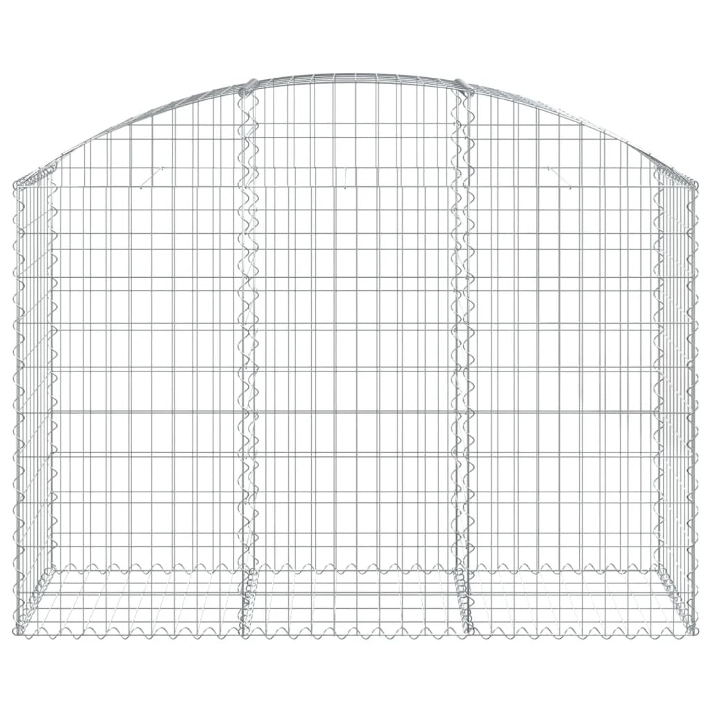Cesto gabbione recinzione a gabbia muro di contenimento ad arco 150 x 50 x 100/120 cm ferro zincato argento 02_0039980