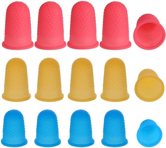 Protezioni per dita 15 pezzi - Coperture in silicone - Pads riciclabili - Antiscivolo - Comfortevoli - Per fai da te/Sartoria - Dita protette