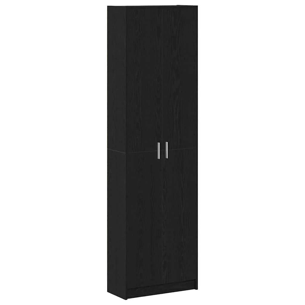 Mobile contenitore moderno 55 x 25 x 189 cm con 5 ripiani design elegante legno di truciolato color rovere nero 02_0055916