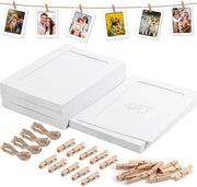 Fotolijst in cartone, 40 pezzi, 12,7 cm, slitta bianca con 40 clip e corda, per appendere foto con chiusura, per uso domestico, scuola, ufficio, parete, fai da te.