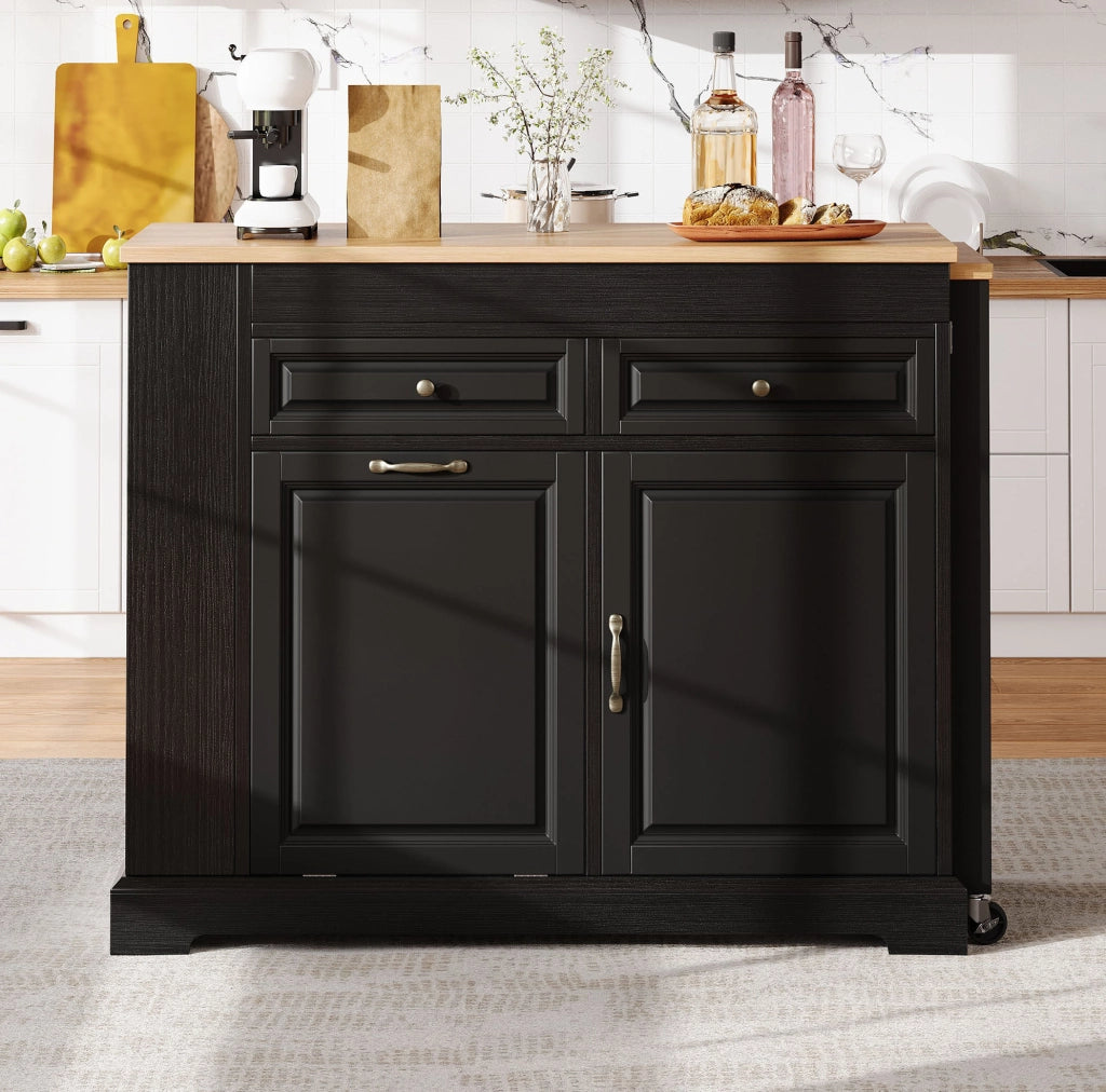 ISOLA DA CUCINA Mobile Estensibile 112-180x45x92 cm Nero/Naturale