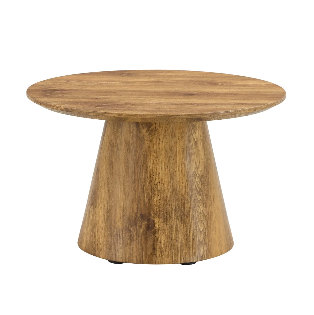 Tavolino rotondo in MDF effetto legno; resistente fino a 120 kg; naturale