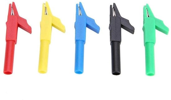 Cocoplus - Stuzzo per banana - Morsetti coccodrillo - 5 pezzi - Isolamento totale - Inserimento - 15A/300V - Stuzzo per banana 4mm - Adatto per - Misurazioni elettriche - Rosso