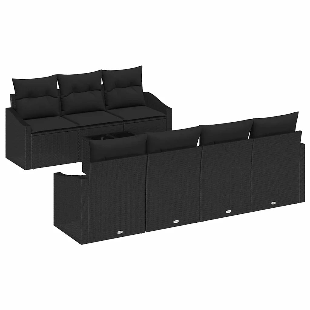 Set di divani con cuscino con cuscino 8 pcs Nero polyrattan 3346633