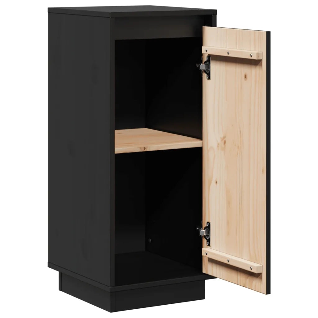 Credenze 2 pz Nere 31,5x34x75 cm in Legno Massello di Pino cod mxl 20452