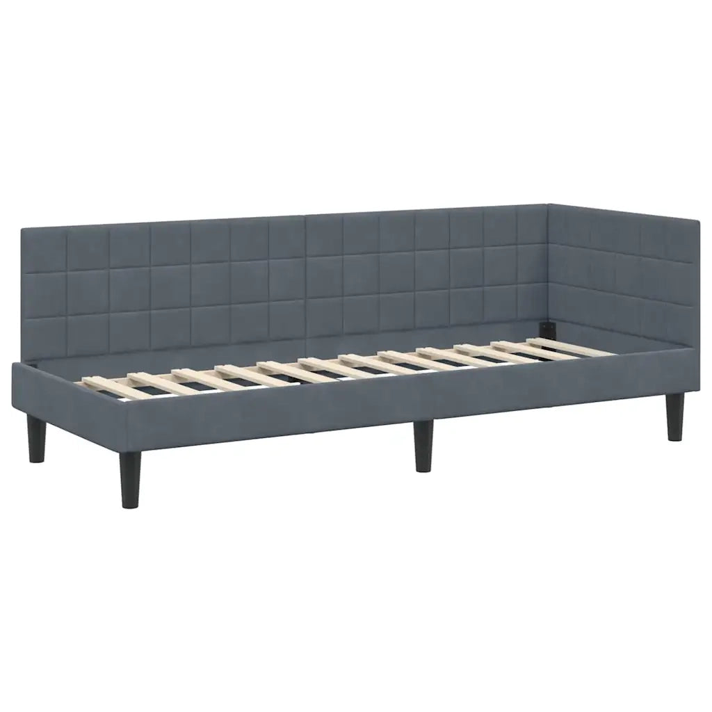 Cornice del letto ad angolo Grigio scuro 80 cm x 200 cm Velluto 42016409