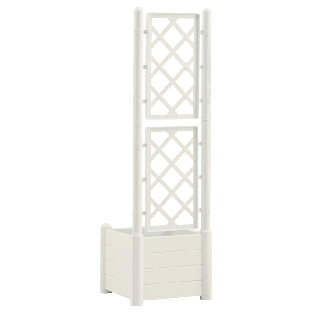 Fioriera con traliccio 43 x 43 x 142 cm PP bianco 02_0000813