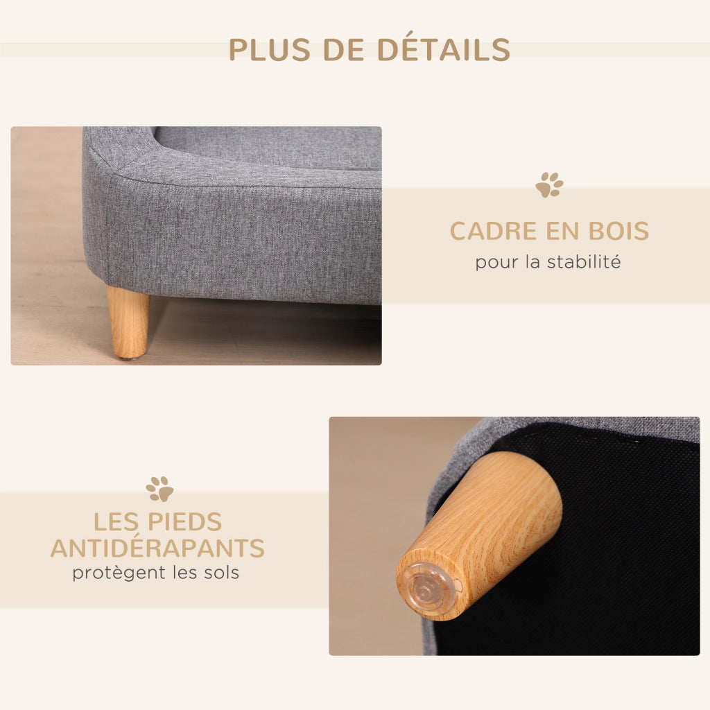 Cuccia per cani stile scandinavo ¨C zephmum ¨C 75x55x39 cm grigio tessuto legno