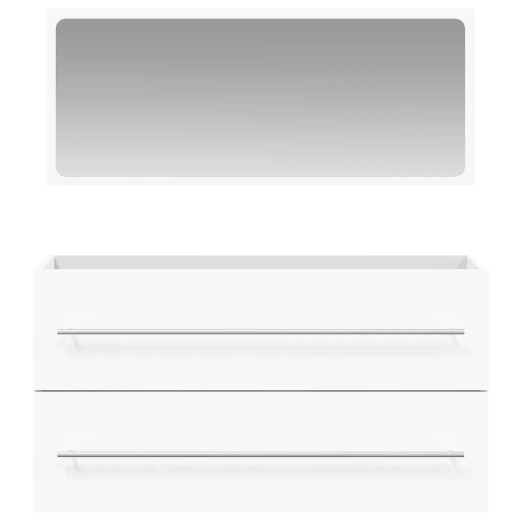 Mobile da Bagno con Specchio Bianco in Legno Multistrato 833879