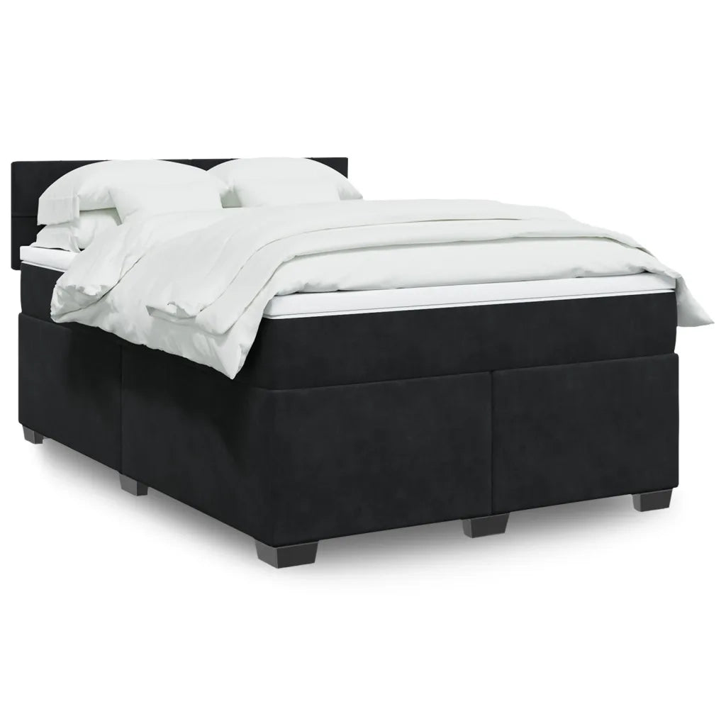 Giroletto a Molle con Materasso Nero 140x200 cm in Velluto