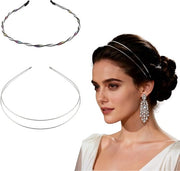 Bicchieri per capelli per donne, doppio cinturino argentato e cinturini metallici colorati, moda, accessori per capelli metallici semplici, accessori per capelli regolabili per uso quotidiano e per feste.