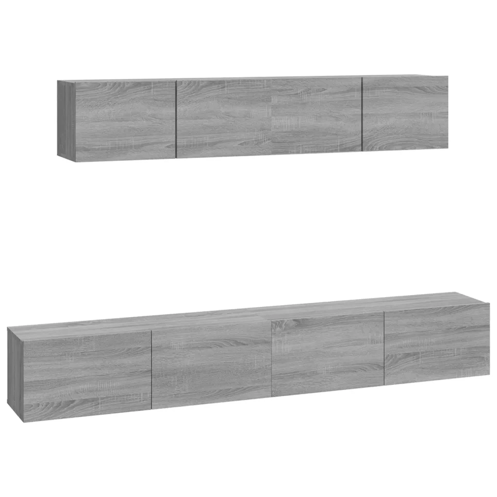 Set di Mobili Porta TV 4 pz Grigio Sonoma in Legno Multistrato 3114532