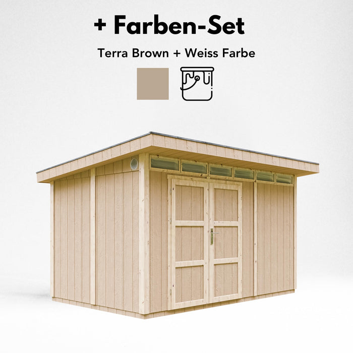 Casetta da Giardino di QUALITÃ€ PREMIUM 8,7mq-L412xW279cm - TIMBELA M904A-TERRA BROWN